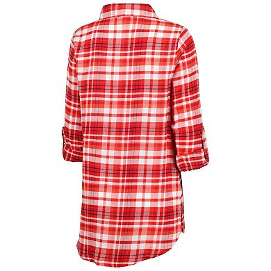 Women's Concepts Sport Red Washington Capitals Mainstay Flannel Full-Button Long Sleeve Nightshirt