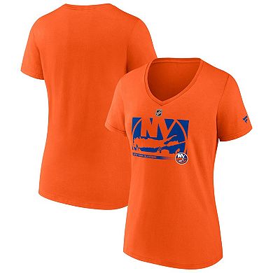 Women's Fanatics Branded Orange New York Islanders Authentic Pro Core Collection Secondary Logo V-Neck T-Shirt