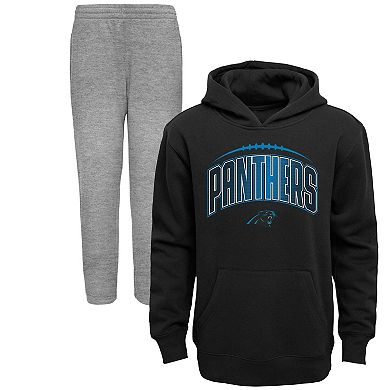 Toddler Black/Heather Gray Carolina Panthers Double-Up Pullover Hoodie & Pants Set