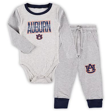 Infant Wes & Willy Heather Gray Auburn Tigers Jie Jie Long Sleeve Bodysuit & Pants Set