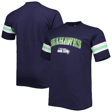 Men's College Navy Seattle Seahawks Arm Stripe T-Shirt