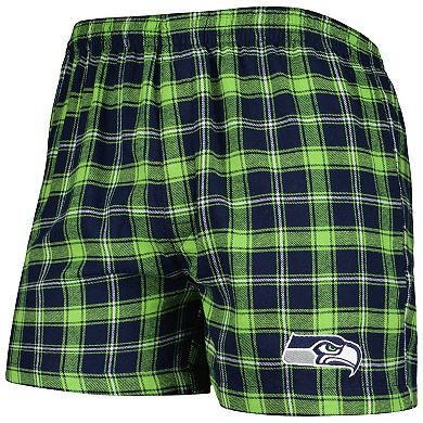 Men's Concepts Sport College Navy/Neon Green Seattle Seahawks Ledger Flannel Boxers