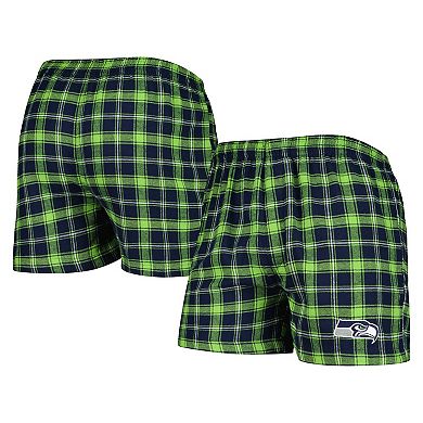 Men's Concepts Sport College Navy/Neon Green Seattle Seahawks Ledger Flannel Boxers