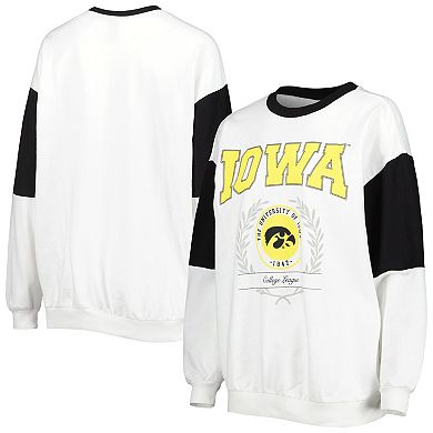 Women's Gameday Couture White Iowa Hawkeyes It's A Vibe Dolman Pullover Sweatshirt