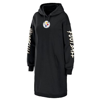 Women's WEAR by Erin Andrews Black Pittsburgh Steelers Hoodie Dress