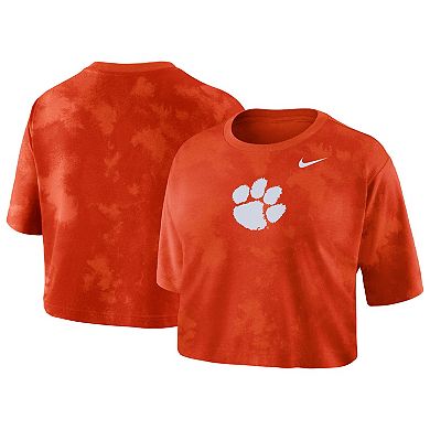 Women's Nike Orange Clemson Tigers Tie-Dye Cropped T-Shirt