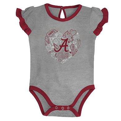 Girls Newborn & Infant Crimson/Heather Gray Alabama Crimson Tide Too Much Love Two-Piece Bodysuit Set
