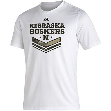 Men's adidas White Nebraska Huskers Military Appreciation Creator T-Shirt