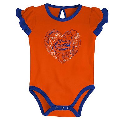 Girls Newborn & Infant Royal/Orange Florida Gators Too Much Love Two-Piece Bodysuit Set