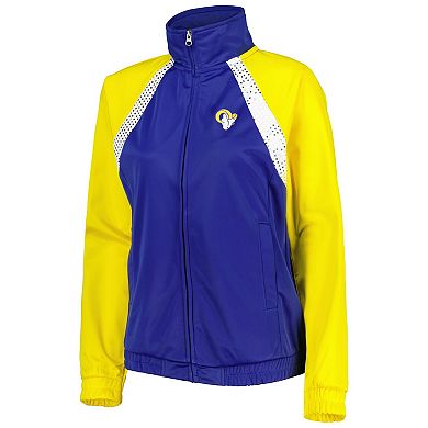 Women's G-III 4Her by Carl Banks Royal/Gold Los Angeles Rams Confetti Raglan Full-Zip Track Jacket