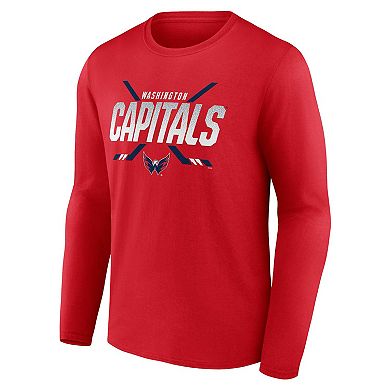 Men's Fanatics Branded Red Washington Capitals Covert Long Sleeve T-Shirt