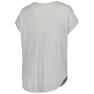 Women's White/Charcoal Indiana Hoosiers Day Trip Striped Scoop Neck T-Shirt