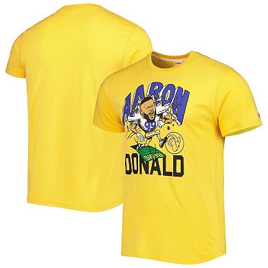 Men's Homage Aaron Donald Gold Los Angeles Rams Caricature Player Tri-Blend T-Shirt