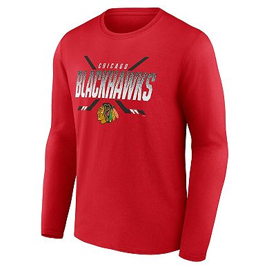 Men's Fanatics Branded Red Chicago Blackhawks Covert Long Sleeve T-Shirt