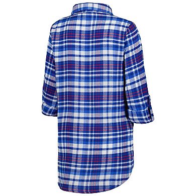 Women's Concepts Sport Blue New York Rangers Mainstay Flannel Full-Button Long Sleeve Nightshirt