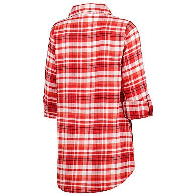 Women's Concepts Sport Red Chicago Blackhawks Mainstay Flannel Full-Button Long Sleeve Nightshirt