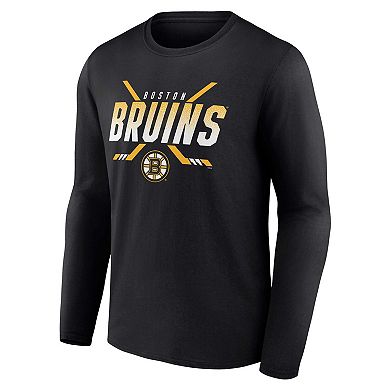 Men's Fanatics Branded Black Boston Bruins Covert Long Sleeve T-Shirt