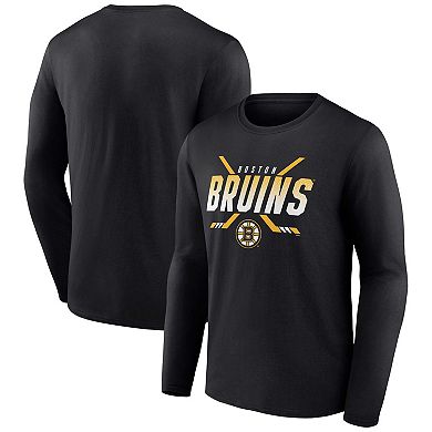 Men's Fanatics Branded Black Boston Bruins Covert Long Sleeve T-Shirt