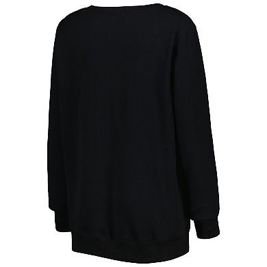 Women's Cuce Black Seattle Kraken Rhinestone V-Neck Pullover Sweatshirt