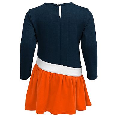 Girls Infant Navy/Orange Chicago Bears Heart to Heart Jersey Tri-Blend Dress