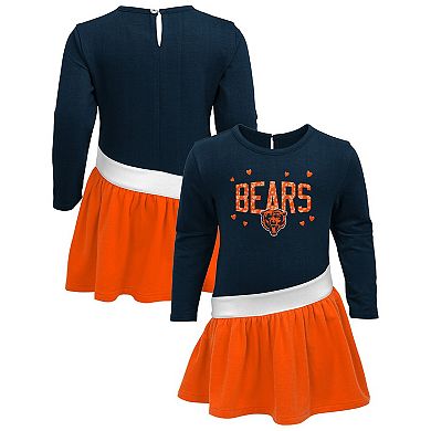 Girls Infant Navy/Orange Chicago Bears Heart to Heart Jersey Tri-Blend Dress