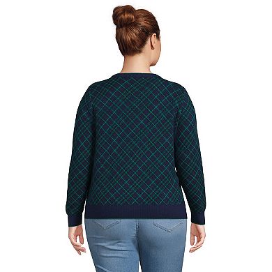 Plus Size Lands' End Lofty Jacquard Crewneck Sweater