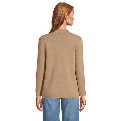 Women's Lands' End Fine Gauge Cotton Button Front Sweater Blazer