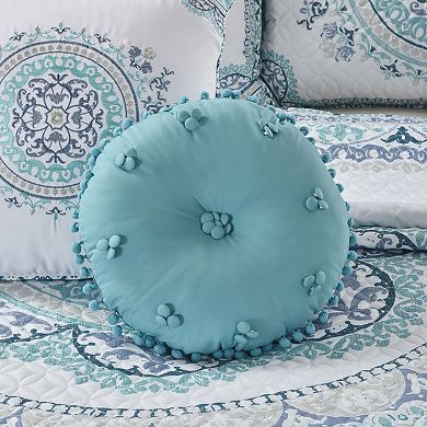 Royal Court Afton Blue Round Decorative Throw Pillow