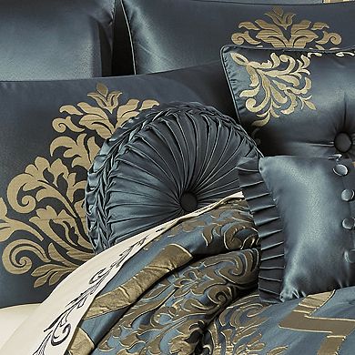 Five Queens Court Carla Azure Tufted Round Decorative Throw Pillow