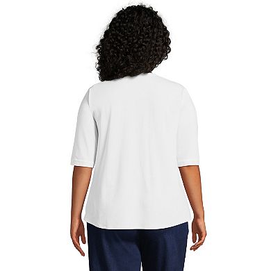 Plus Size Lands' End Elbow-Sleeve Pintuck Blouse