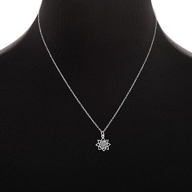PRIMROSE Sterling Silver Oxidized Sunflower Pendant Necklace