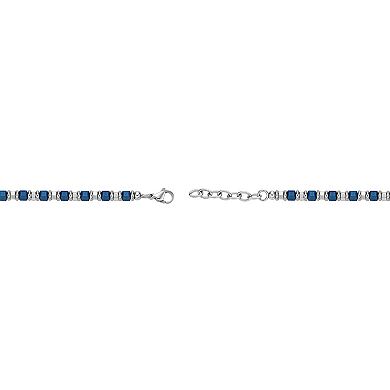 Men's LYNX Two-Tone Stainless Steel Blue Ion Plated Bead Chain Bracelet