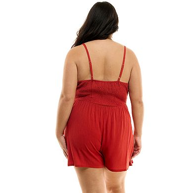 Juniors' Plus Size Lily Rose Ruffle Wrap Romper