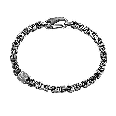Men's LYNX Stainless Steel Black Ion Plated Byzantine Chain Bracelet