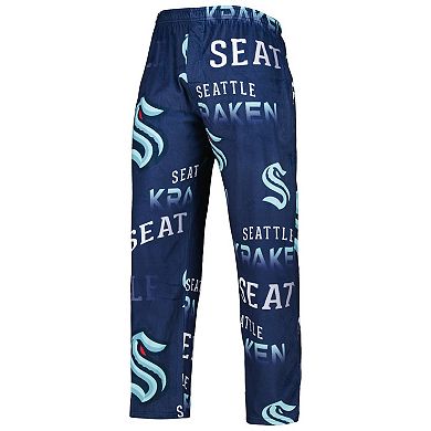 Men's Concepts Sport Deep Sea Blue Seattle Kraken Windfall Allover Microfleece Pajama Pants