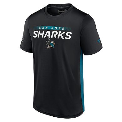 Men's Fanatics Branded Black/Teal San Jose Sharks Authentic Pro Rink Tech T-Shirt