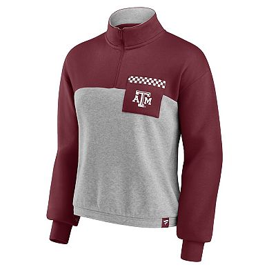 Women's Fanatics Branded Maroon/Heathered Gray Texas A&M Aggies Sideline to Sideline Colorblock Quarter-Zip Jacket