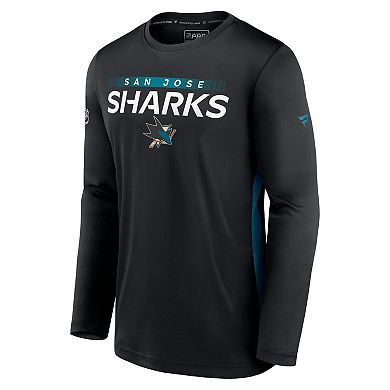 Men's Fanatics Branded Black San Jose Sharks Authentic Pro Rink Performance Long Sleeve T-Shirt