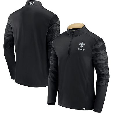 Men's Fanatics Branded Black New Orleans Saints Ringer Quarter-Zip Jacket