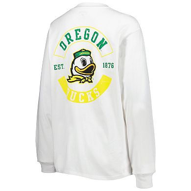 Women's League Collegiate Wear White Oregon Ducks Oversized Pocket Long Sleeve T-Shirt
