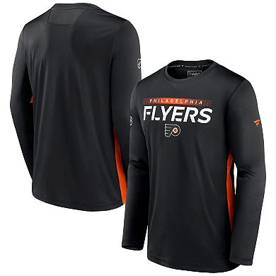 Men's Fanatics Branded Black Philadelphia Flyers Authentic Pro Rink Performance Long Sleeve T-Shirt