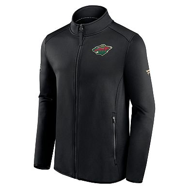 Men's Fanatics Branded Black Minnesota Wild Authentic Pro Rink Fleece Full-Zip Jacket