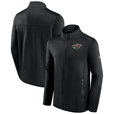 Men's Fanatics Branded Black Minnesota Wild Authentic Pro Rink Fleece Full-Zip Jacket