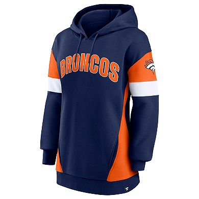 Women's Fanatics Branded Navy/Orange Denver Broncos Lock It Down Pullover Hoodie