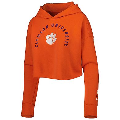 Women's Nike Orange Clemson Tigers 2-Hit Cropped Pullover Hoodie