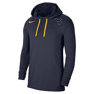 Men's Nike Navy West Virginia Mountaineers Off-Field Performance Long Sleeve Hoodie T-Shirt