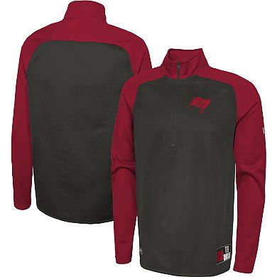 Men's New Era Black Tampa Bay Buccaneers Combine Authentic O-Line Raglan Half-Zip Jacket
