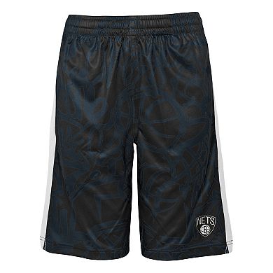 Youth Black Brooklyn Nets Scribble Dribble Baller Shorts