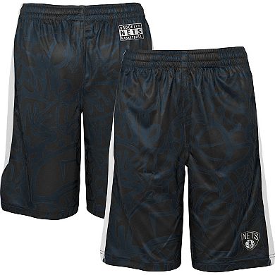 Youth Black Brooklyn Nets Scribble Dribble Baller Shorts