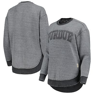 Women's Pressbox Black Purdue Boilermakers Ponchoville Pullover Sweatshirt